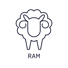 Ram. Vector linear illustration icon isolated on white background.