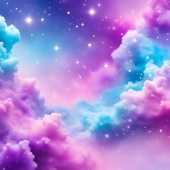 Sky background with clouds and stars