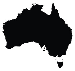 black silhouette country borders map of Australia on white background of vector illustration
