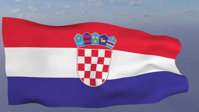  Loop der Kroatien Fahne wehend im Wind als Nahaufnahme 4K