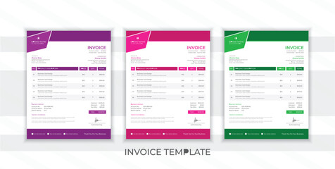 Vector creative modern invoice template design whit 3 colors