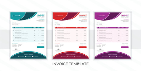 Vector creative modern invoice template design whit 3 colors