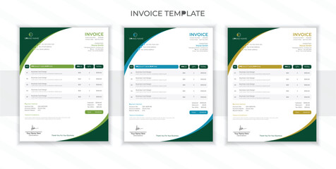 Vector creative modern invoice template design whit 3 colors