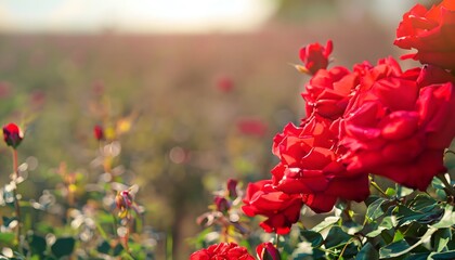 Rose flower in field with blur background