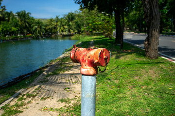 fire extinguishing pole in public place .