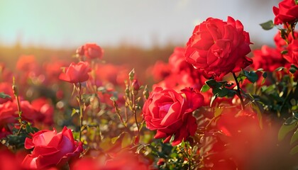 Rose flower in field with blur background