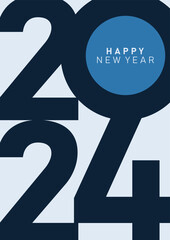 2024 typography design concept. Happy New Year 2024 design in modern style for banners, posters and greetings.