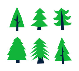 Set of paper cut fir trees.