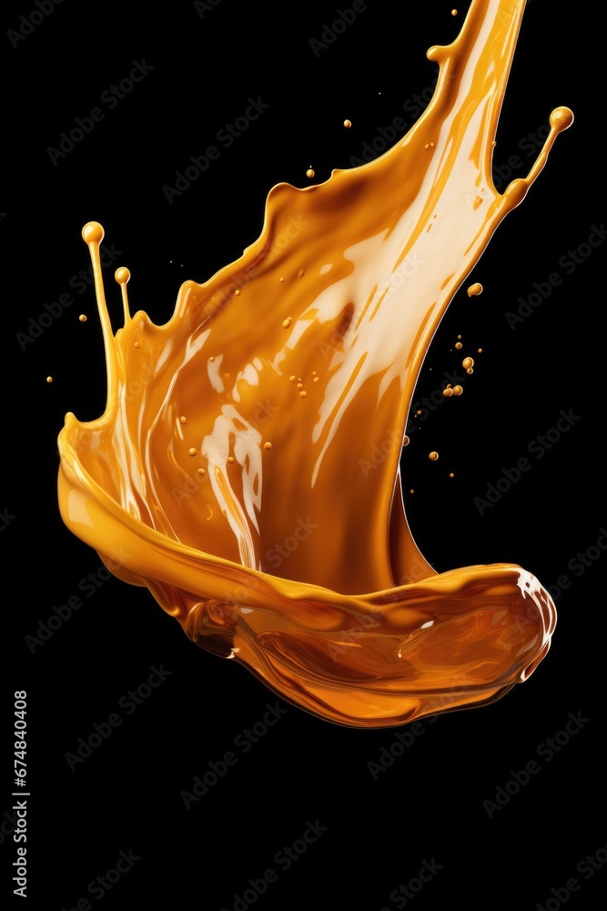 Poster A captivating image featuring a splash of liquid on a sleek black background. Perfect for adding a dynamic and modern touch to various projects.