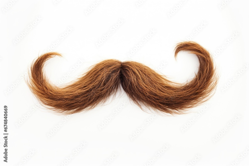 Poster a picture of a brown hair moustache on a plain white background. suitable for use in various project