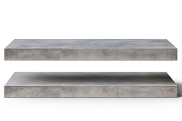 A pair of concrete shelves on a white background. Perfect for displaying books, plants, or decorative items.