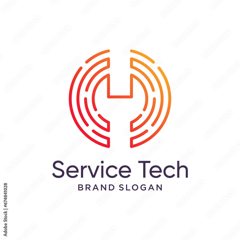 Poster srvice tech design element icon vector with creative concept idea