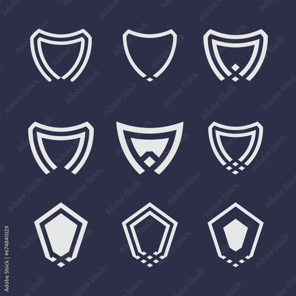 Poster shield design element icon vector with creative concept idea
