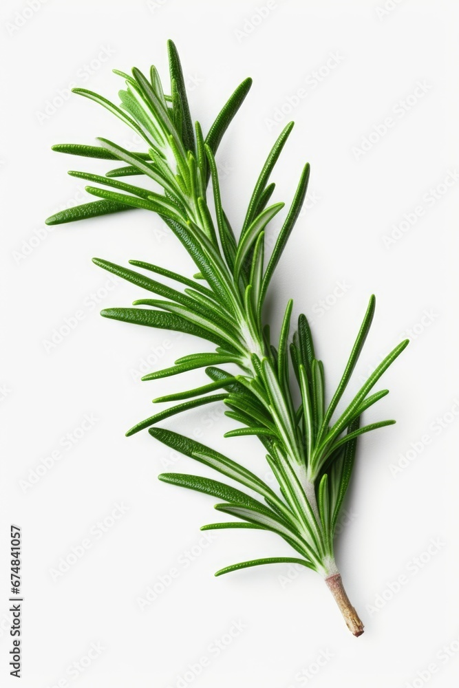 Aufkleber A single sprig of rosemary is placed on a clean, white surface. This versatile image can be used in various contexts and projects.