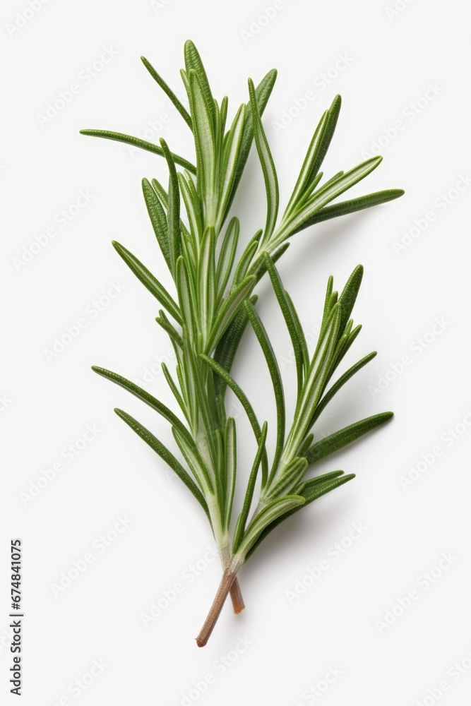 Poster a simple and elegant sprig of rosemary placed on a clean white surface. perfect for adding a touch o