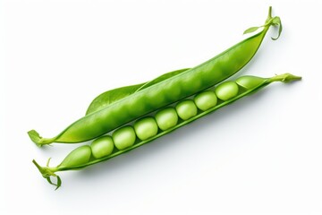 A detailed close-up shot of a single green pea on a clean white surface. This image can be used to depict freshness, healthy eating, nutrition, or as a symbol for vegetarian or vegan lifestyles.