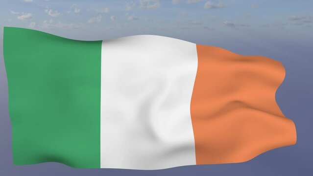 Loop der Irland Fahne wehend im Wind als Nahaufnahme 4K