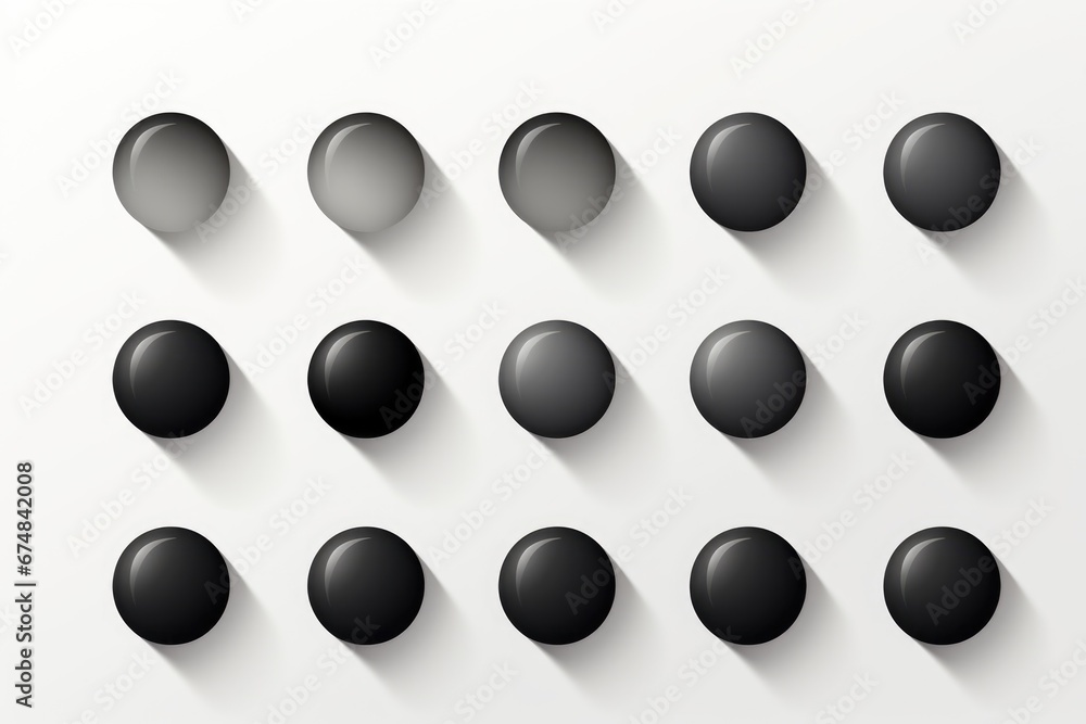 Aufkleber A group of black buttons on a white surface. This image can be used for various design projects