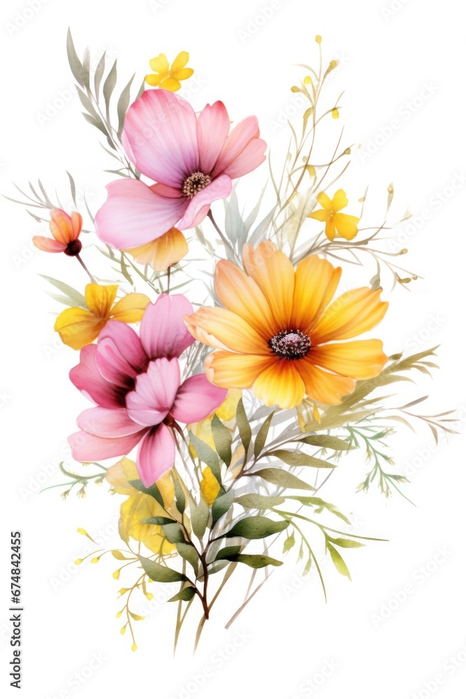 Poster a bunch of flowers sitting on a table. suitable for various occasions and settings