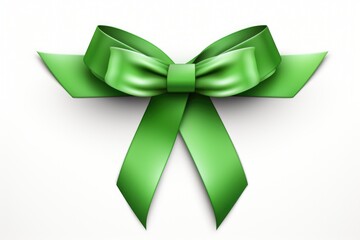 A green bow displayed on a clean white background. Suitable for various occasions and crafts