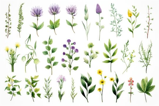 A collection of various types of flowers displayed on a clean white background. This versatile image can be used for a variety of purposes