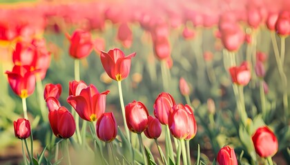 Tulip flower in field with blur background