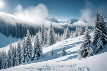 Fototapeta na wymiar winter landscape in the mountains