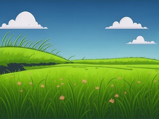 Green field landscape. AI generated illustration