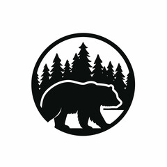 bear silhouette logo vector animals illustration,Bear icon modern symbol for graphic and web design
