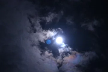 Foto auf Acrylglas Vollmond und Bäume スーパームーン　満月　月のある景色