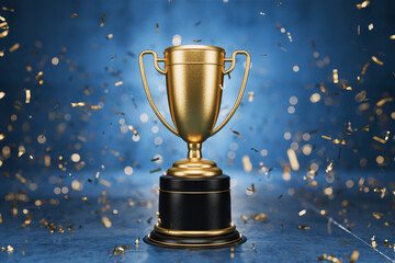Winner certificate. First place in a computer game. Winner's Cup. Achievements. Victory. Goal achievement concept. Best in Class Trophy Award. Top Performance Award. 3D render. - obrazy, fototapety, plakaty