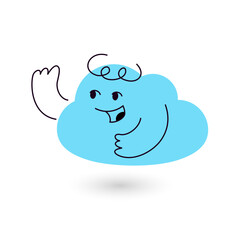 Cloud Character Waving Hand