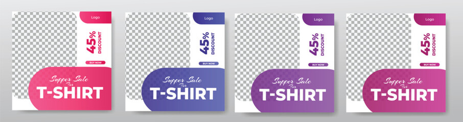 super sale t shirt media social post or square banner template design