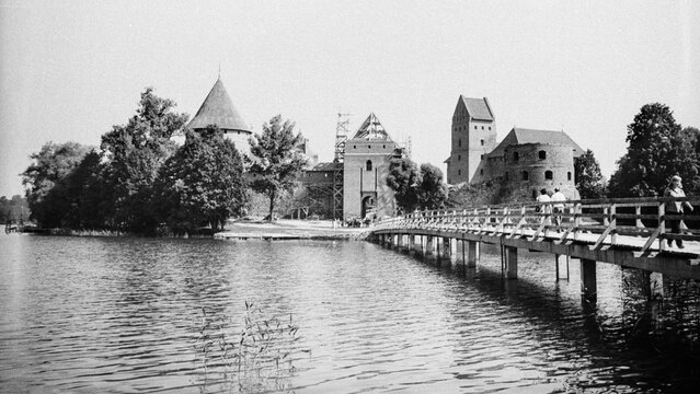 Trakai Island Castle during restoration in 1984