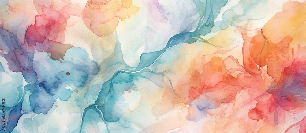 Poster the abstract watercolor illustration with a textured background and a hand drawn pattern on paper cr