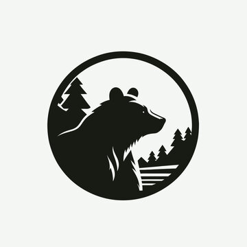 bear silhouette logo vector animals illustration,Bear icon modern symbol for graphic and web design