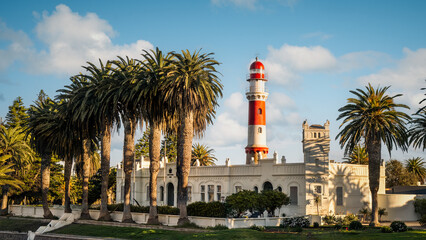 State House (Kaiserliches Bezirksgericht), a historic and elegant building in Swakopmund, Namibia. Built in 1906 as the local courthouse, it is now the residence of Namibia President.