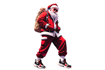 Santa Claus in Streetwear Attire (PNG 10800x7200)