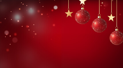 Fototapeta premium Merry Christmas Card With Hanging Ball Decoration