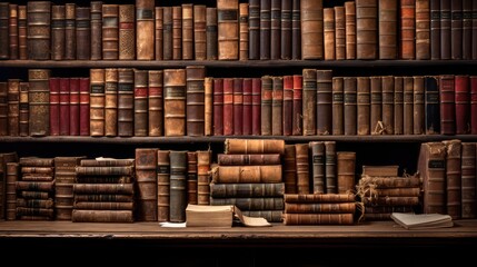 Old books in library - generative ai