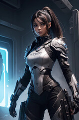 Naklejka premium Beautiful anime girl for art modern design