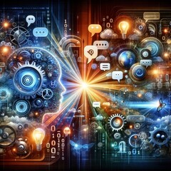 Imagen representativa de las diferentes tecnologías de inteligencia artificial y aprendizaje automático - obrazy, fototapety, plakaty