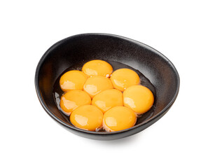 Egg Yolks in Bowl, Fresh Chicken Egg Yolk Separated from Whites for Cooking Recipe, Organic Yolks Top View