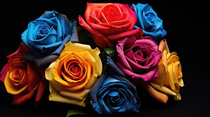 Bouquet of colorful red roses - generative ai