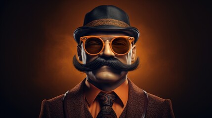 Portrait of Mustache Man, Movember concept