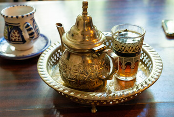 Moroccan Mint Tea in Teapot and Glass