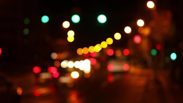 traffic at night colorful bokeh background video