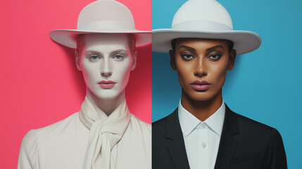 Gender fluid non binary people portrait, couple