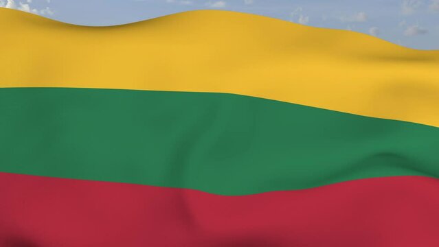 Loop der Lithuania Fahne wehend im Wind als Nahaufnahme 4K