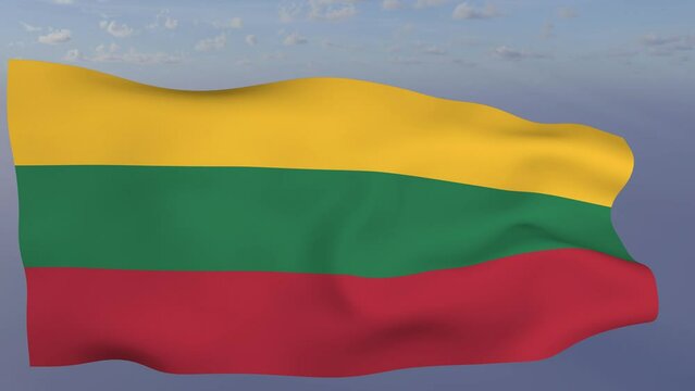 Loop der Lithuania Fahne wehend im Wind als Nahaufnahme 4K